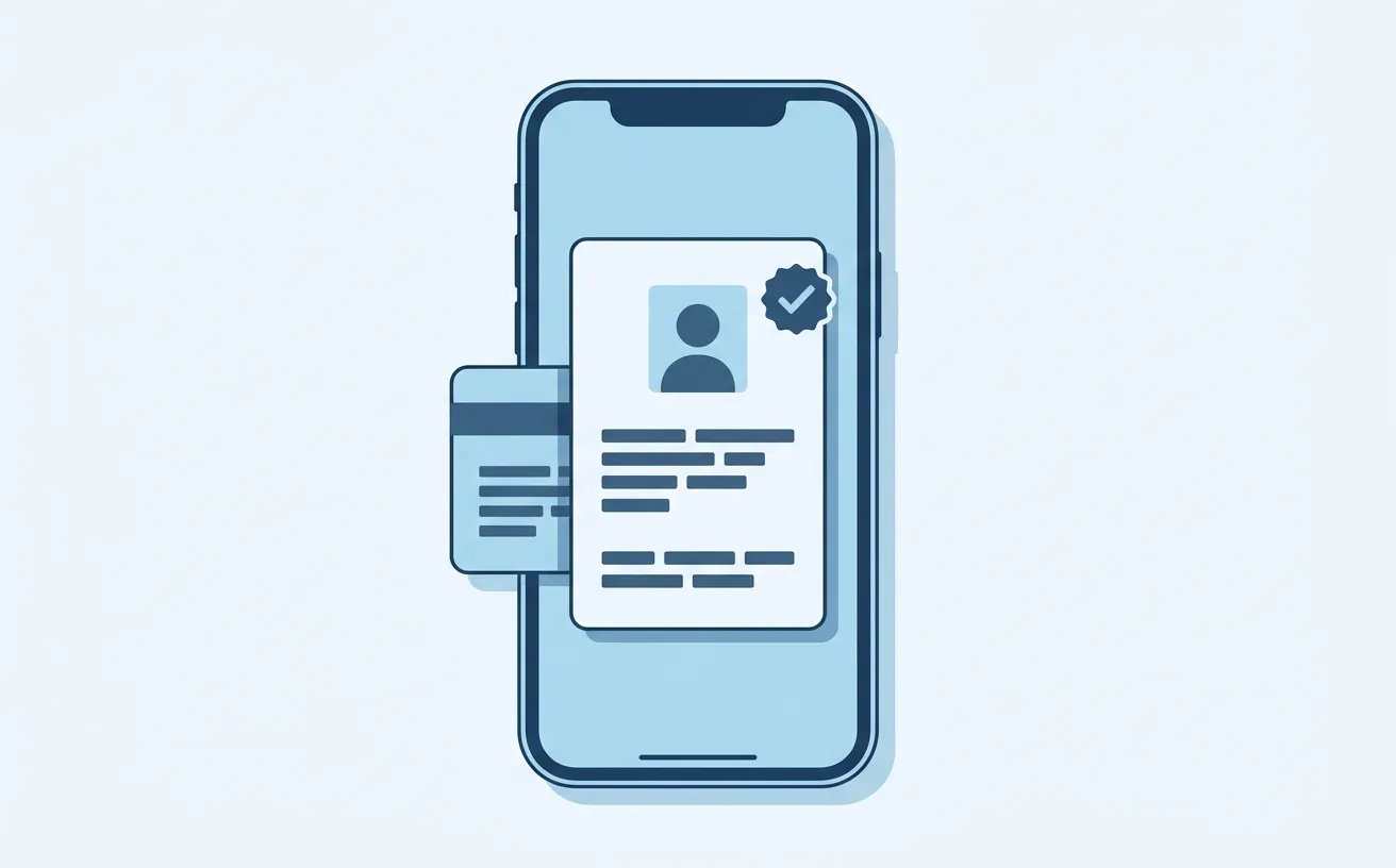 EUDI Wallet - stylized preview of the digital identity mobile app